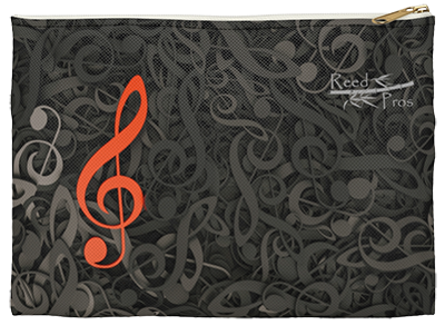 Red Treble Clef on Black Background Accessory Tool Pouch